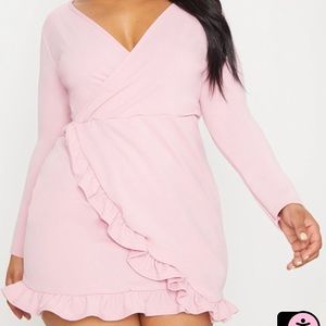 Long Sleeve Ruffle Wrap Dress